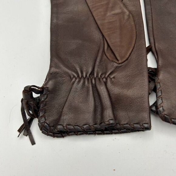 Philip Treacy London Size 7 Soft Brown Leather Driving Gloves Vintage Embroidery - Picture 4 of 14